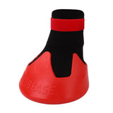 Red and black shoof tubbease hoof sock dog bootie with rubber sole and elasticated upper for hoof problems
