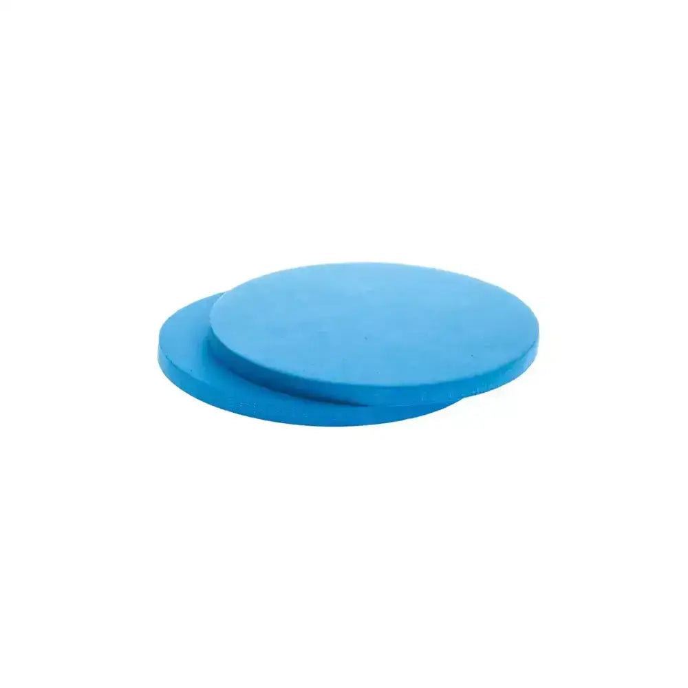 Two overlapping blue foam coasters for comfort in shoof tubbease sole inserts tubbease sole foot protection