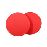 Two vibrant red circular foam pads of shoof tubbease sole inserts for comfortable tubbease sole support