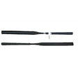 Black short jump whip with rubber grip and metallic joint featuring textured handle for better control