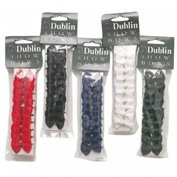 Pack of dublin show bows in red black navy blue white and dark green ideal for horse grooming and equestrian plaiting bands