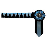 Showquest browband goodwood leather browband with black and light blue layer rosette horse emblem in center