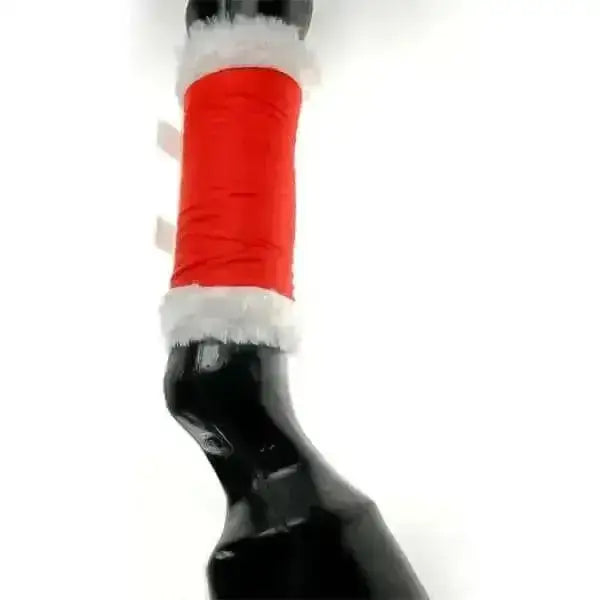 Showquest christmas leg wraps red and white santa grip wrap with faux fur trim perfect for festive style