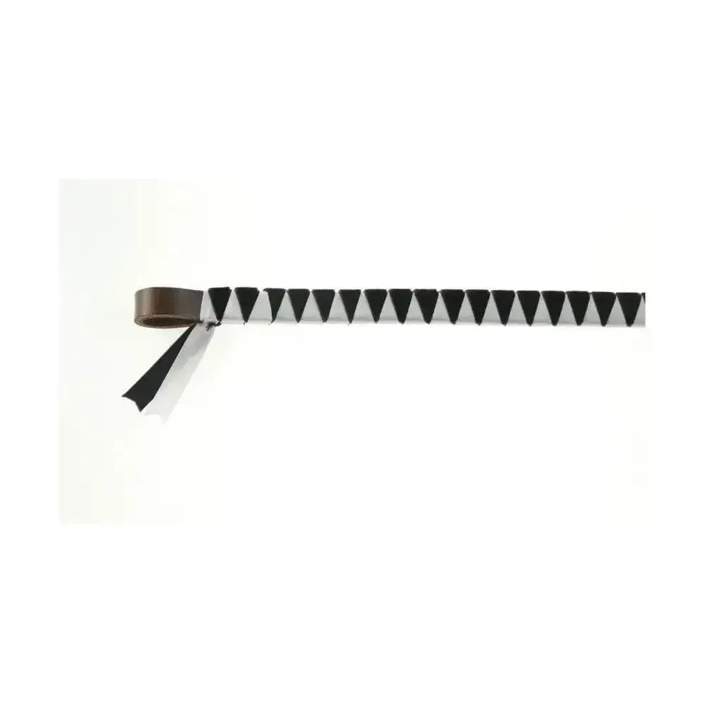 Black triangular bunting with a brown ribbon tie from showquest hexham brow band individually hand-plaited design
