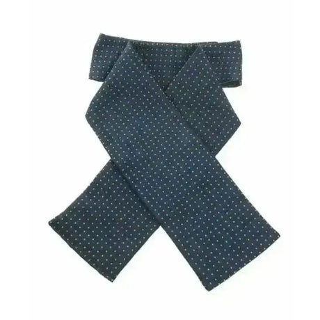 Dark blue showquest pin spot ready-tied stock scarf with subtle white polka dots for formal riding events