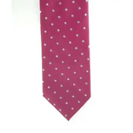 A burgundy silk lurex spot tie from showquest ties featuring small silver dots in metallic lurex fabrics