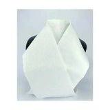 White textured jacquard woven scarf draped over mannequin neck from showquest untied devises stock