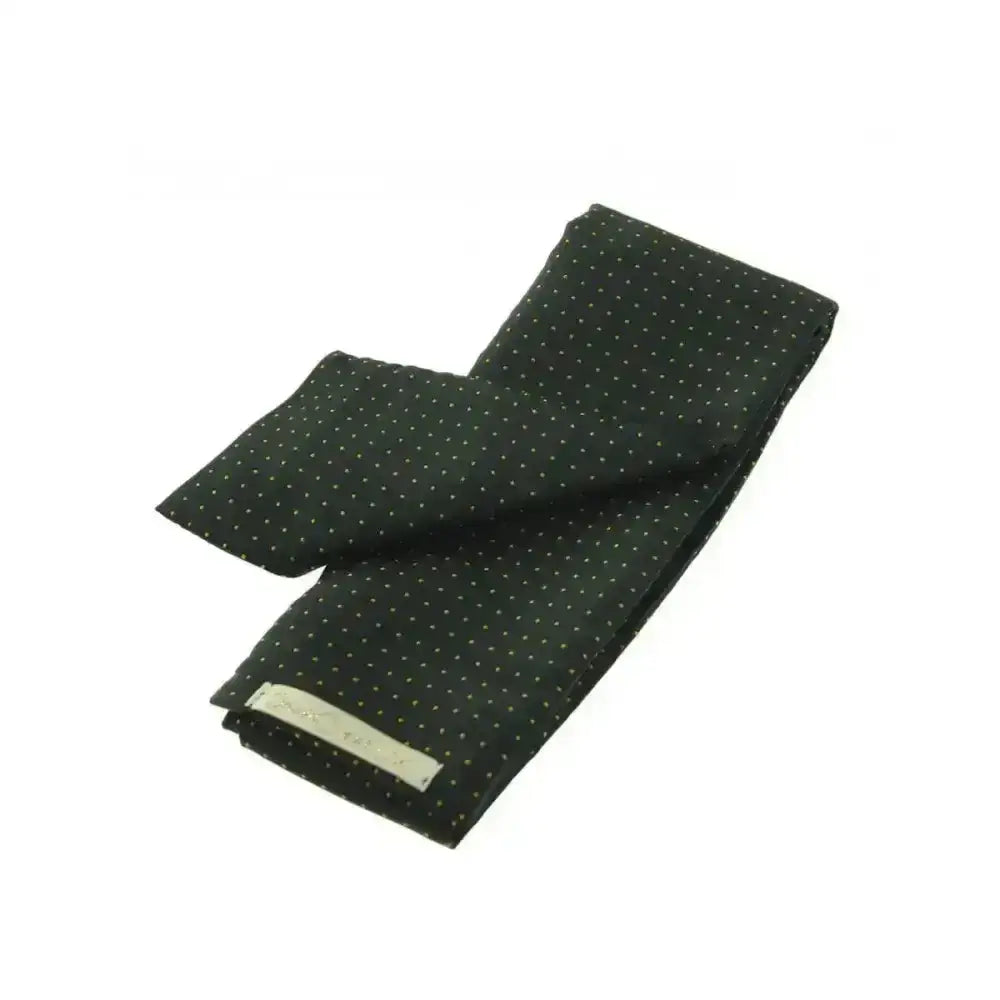 Dark green silk untied stocks pin with subtle white polka dots perfect for showquest pin spot style