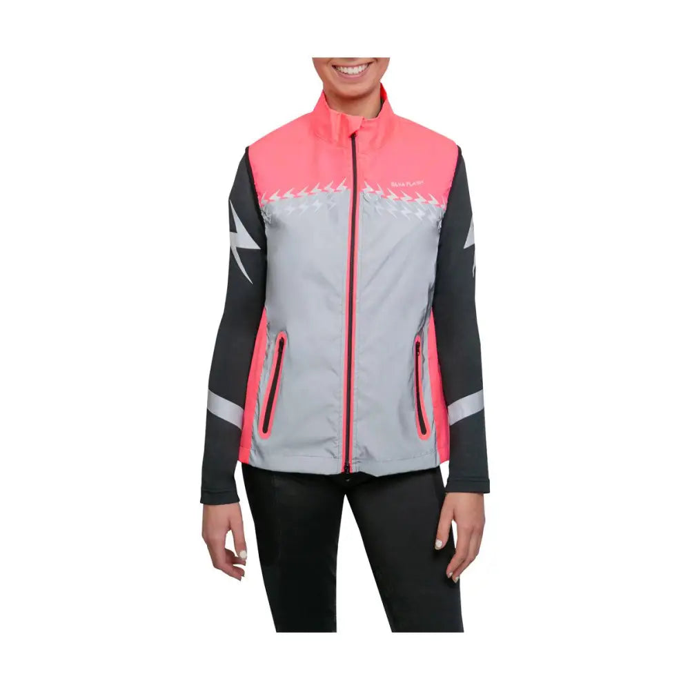 Silva Flash Lightweight Duo Reflective Gilet by Hy Equestrian Pink/Reflective Silver Large Hi-Vis Barnstaple Equestrian Supplies