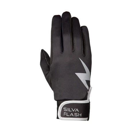 Silva Flash Riding Gloves by Hy Equestrian Black/Reflective Silver X Small Riding Gloves Barnstaple Equestrian Supplies