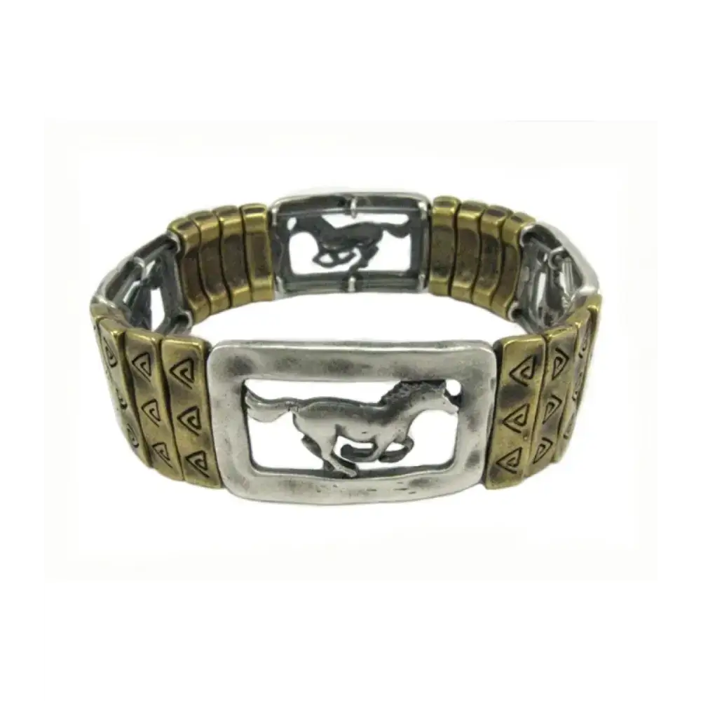Silver&Brass Shaded Horse Bracelet Bracelets