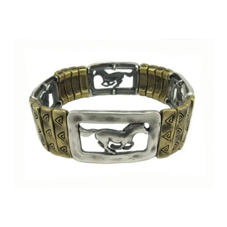 Silver&Brass Shaded Horse Bracelet Bracelets