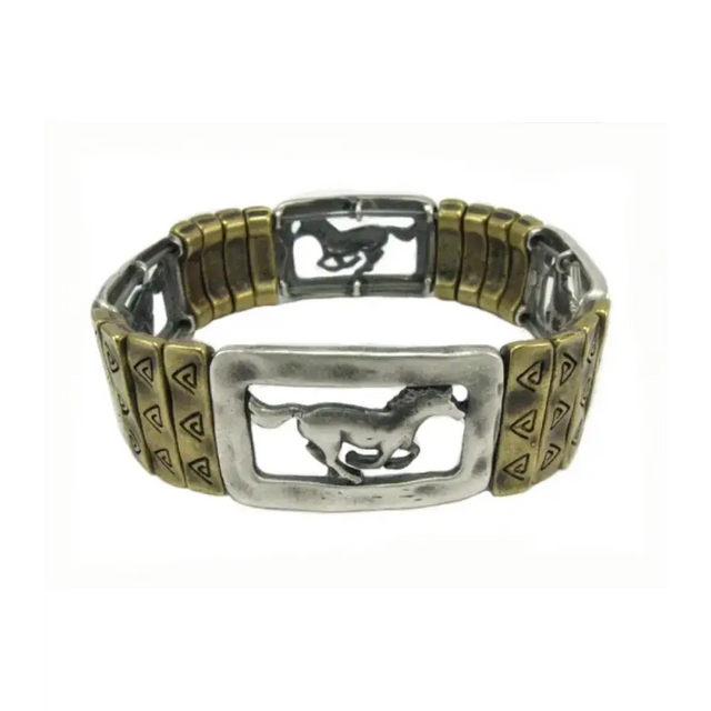 Silver&Brass Shaded Horse Bracelet Bracelets