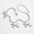 Silver effect horse themed bracelet with chain link design and three galloping horse riding themed charm pendants