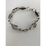 Silver steed 3d horse head bracelet with polished silver horse head and interlocking chain equestrian jewelry