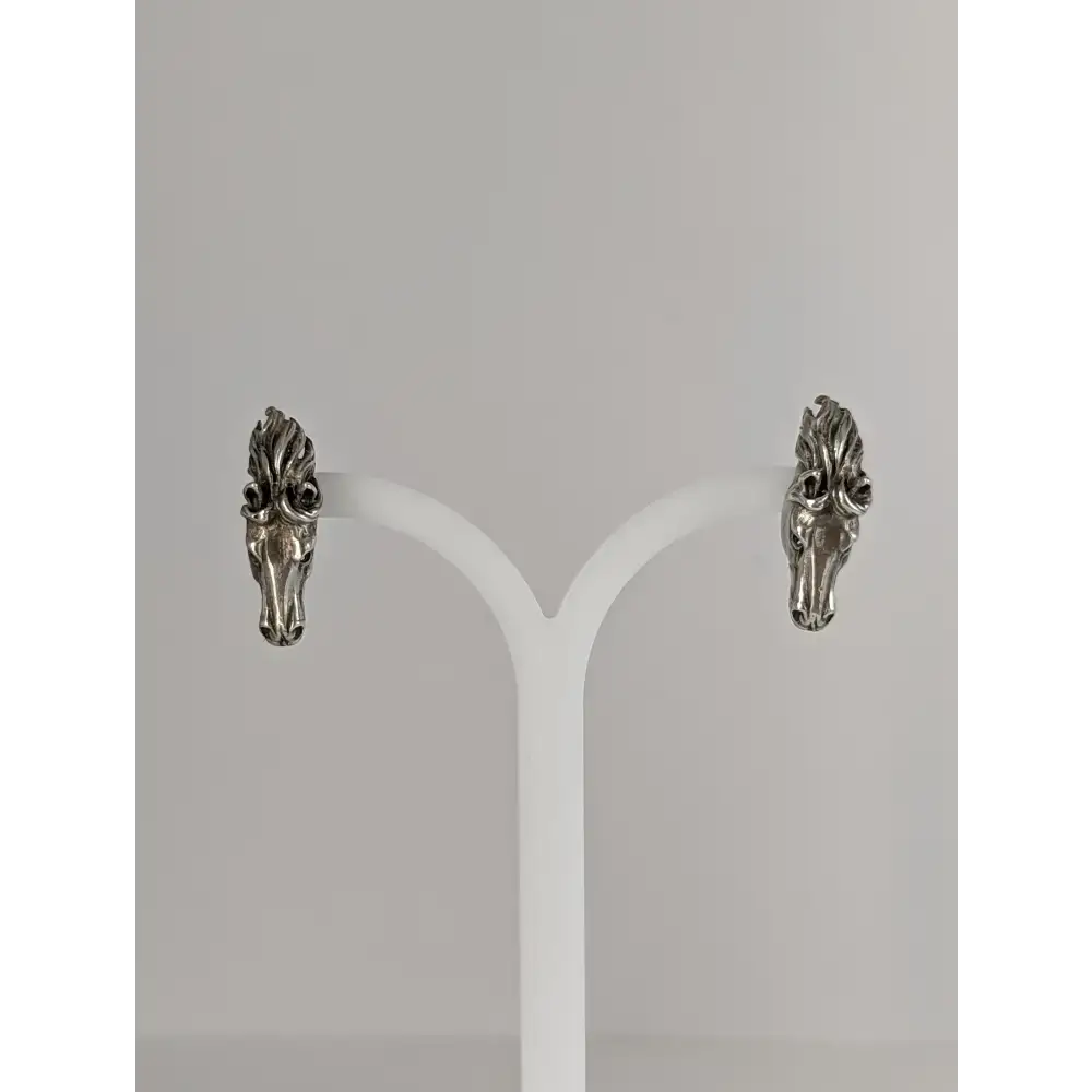 Silver Steed 3D Horse Head Studs 2 Earrings
