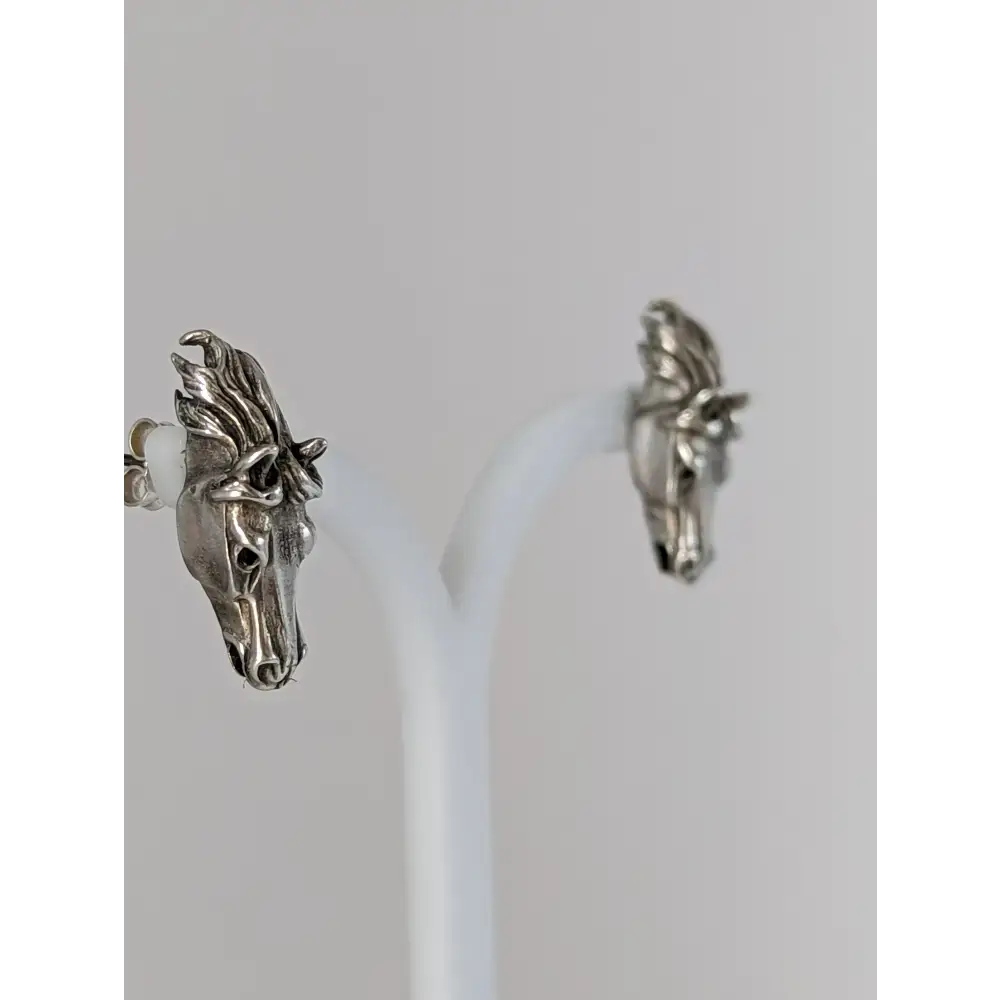 Silver Steed 3D Horse Head Studs 2 Earrings