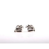 Silver Steed 3D Jump over the Stirrup Stud Earrings Earrings