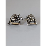 Silver Steed 3D Jump over the Stirrup Stud Earrings Earrings