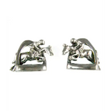Silver Steed 3D Jump over the Stirrup Stud Earrings Earrings