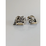 Silver Steed 3D Jump over the Stirrup Stud Earrings Earrings