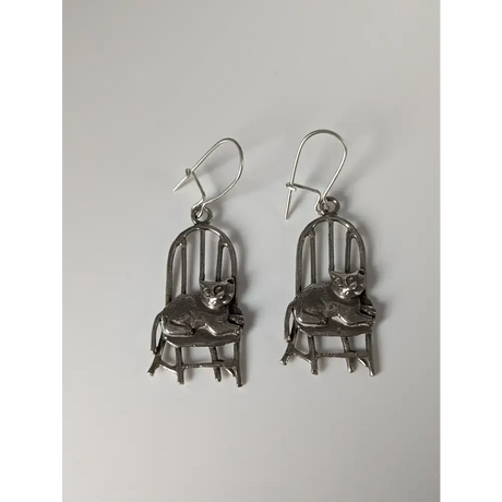 Silver Steed A Cats Chair Dropped Earrings Earrings