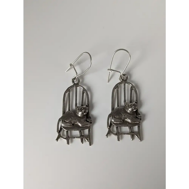 Silver Steed A Cats Chair Dropped Earrings Earrings
