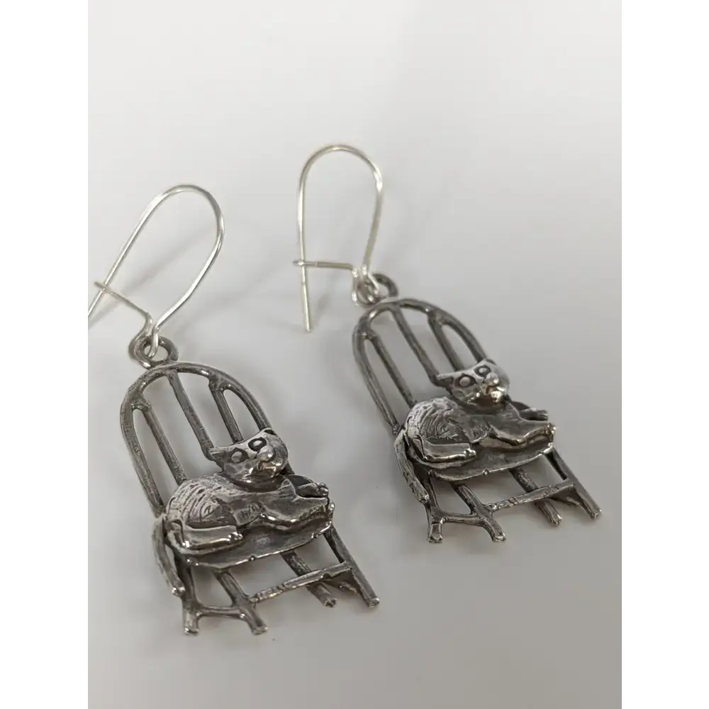 Silver Steed A Cats Chair Dropped Earrings Earrings