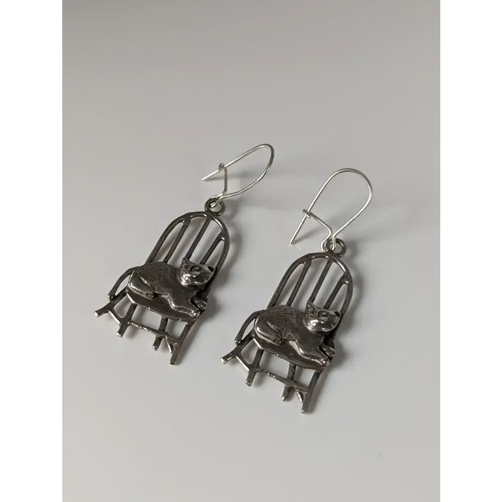 Silver Steed A Cats Chair Dropped Earrings Earrings