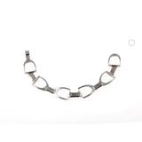 Silver steed stirrups bracelet with polished silver-toned metal links and sleek equestrian design
