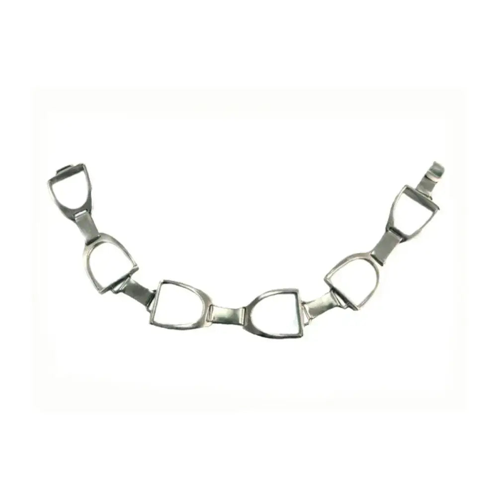 Silver steed stirrups bracelet with silver-toned horsebit links and sleek minimalist equestrian design