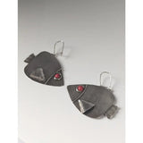 Silver steed angel fish dropped earrings silver fish shaped with red gemstone eyes and triangular metal fins