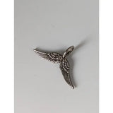 Silver steed angel wings silver pendant featuring a silver-toned charm with detailed feather texture and a small loop