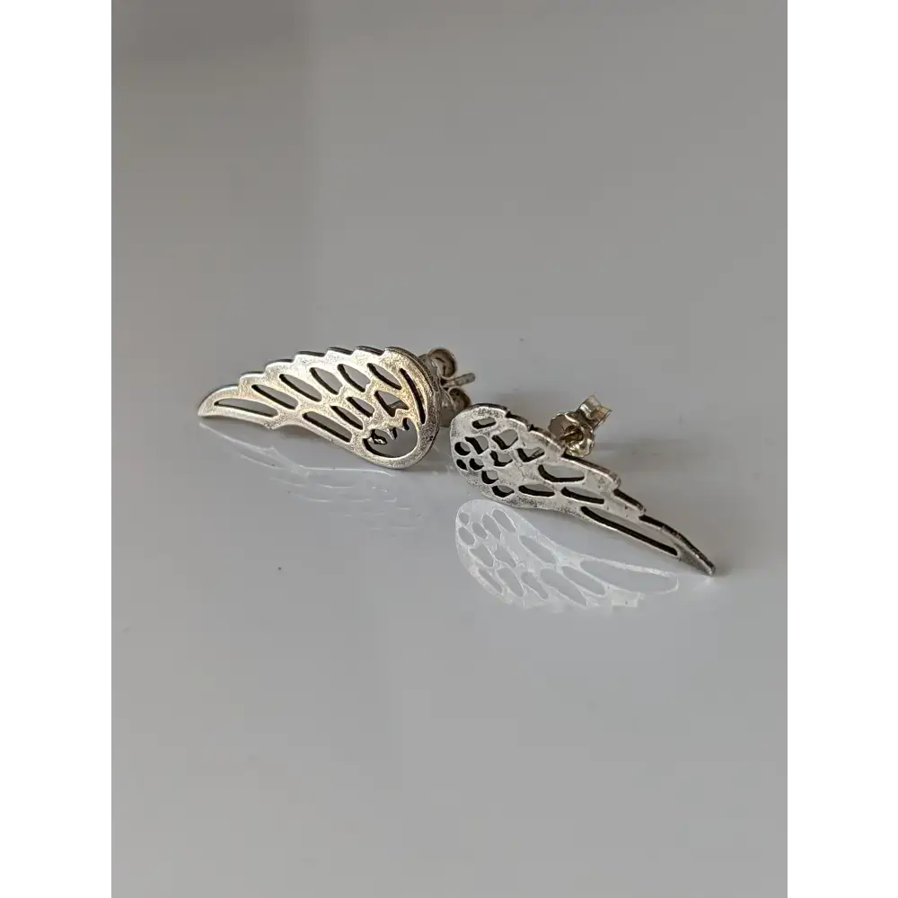 Silver Steed Angel Wings Stud Earrings Earrings
