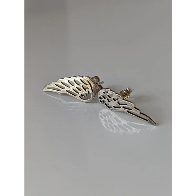 Silver Steed Angel Wings Stud Earrings Earrings