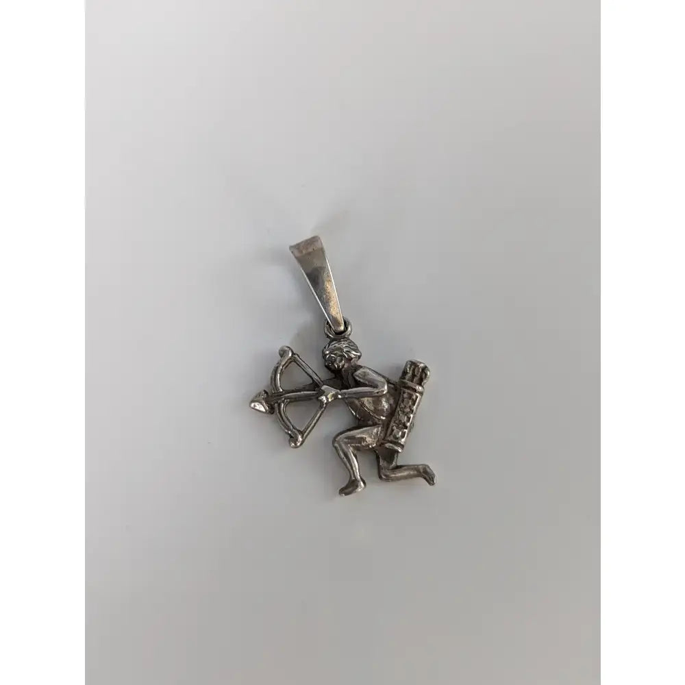 Silver steed archer silver pendant featuring a detailed cupid with bow and quiver in silver pendant equestrian jewelry