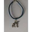 Silver Steed Assorted Charms on Leather Cord Bracelet Greyhound Blue Bracelets