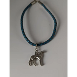 Silver Steed Assorted Charms on Leather Cord Bracelet Greyhound Blue Bracelets