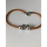 Silver Steed Assorted Charms on Leather Cord Bracelet Saddle Tan Bracelets