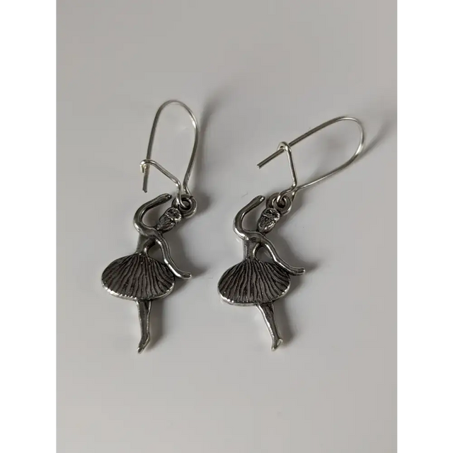 Silver Steed Ballet Dancer Dropped Earrings Earrings