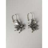 Silver steed bee dropped earrings with detailed wings and polished finish handmade silver jewelry perfect for equestrian jewelry fans
