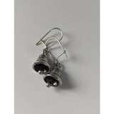 Silver steed bells handmade silver earrings with matte bell-shaped drops and small spherical accents at the bottom