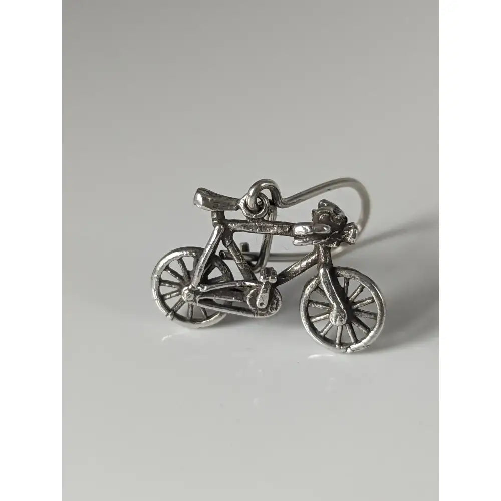 Silver steed bicycles handmade silver charm with intricate detailing and small loop for bicycles dropped earrings