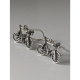 Silver steed bicycles handmade silver earrings shaped like bicycles with intricate detail and polished finish