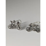 Silver steed bicycles handmade silver bicycles dropped earrings with intricate detailing and polished finish