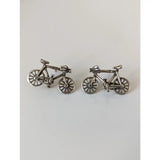 Silver steed bicycles stud earrings shaped like silver bicycles with detailed spokes and frame for stylish wear