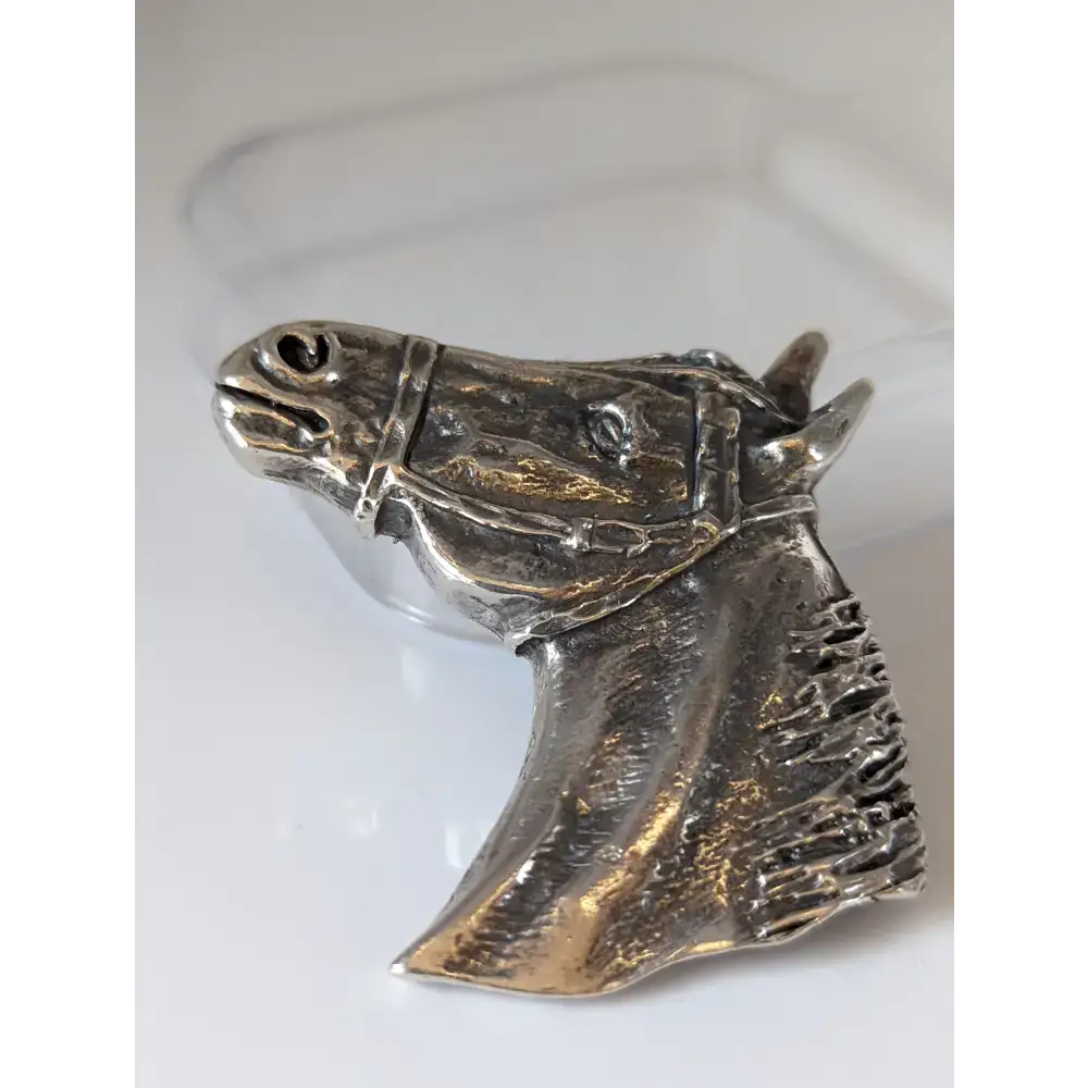 Silver Steed Big Horse Head Brooch / Stock Tie Pin Brooches