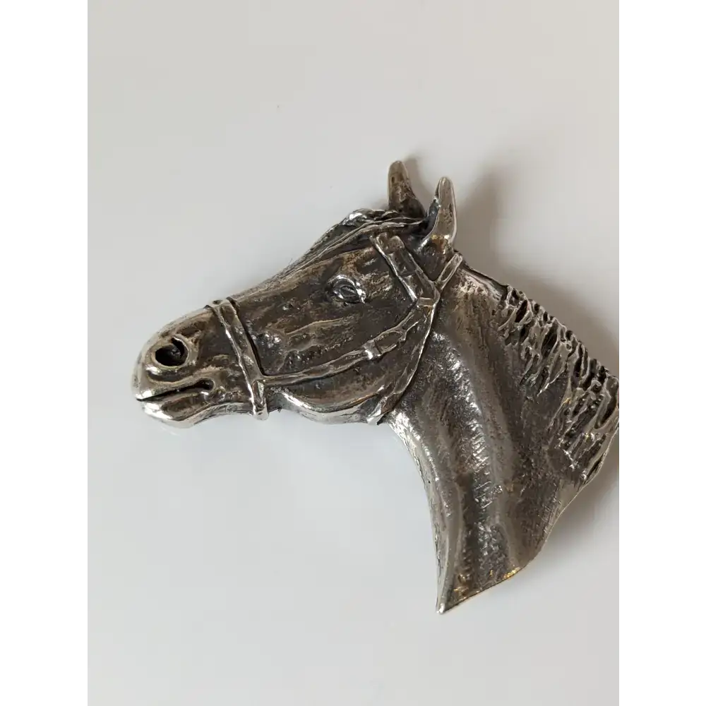 Silver Steed Big Horse Head Brooch / Stock Tie Pin Brooches