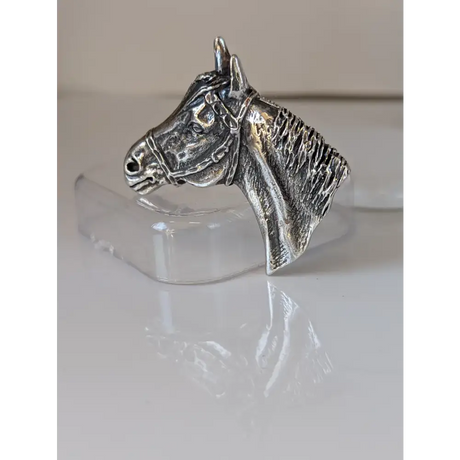 Silver Steed Big Horse Head Brooch / Stock Tie Pin Brooches