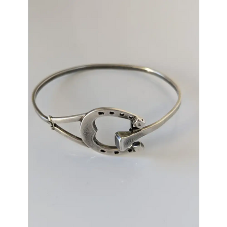 Silver Steed Big Horseshoe Bangle full silver size small Bangle
